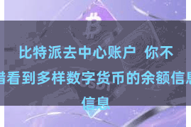 比特派去中心账户  你不错看到多样数字货币的余额信息