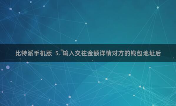 比特派手机版  5. 输入交往金额详情对方的钱包地址后